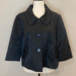 Spense blazer size large black polka dot 3/4 sleeve 3 button jacket pockets NWT